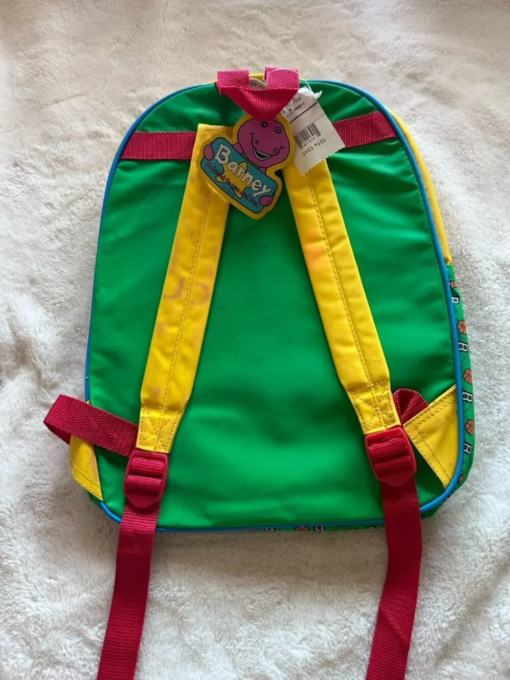 Vintage Barney The Dinosaur Kids Backpack 1992 Basketball Theme